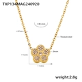 Gouden titanium stalen ketting met vijfbladige bloemhanger en glanzende zirkoon - Bloem Hanger Ketting / Gouden Ketting