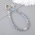 Iridescent crystal bead phone charm with silver balloon dog pendant and metal ring - Grey Iridescent (Balloon Dog Charm)