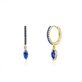 Boucles d'oreilles en argent 925 doré avec saphir marquise et zircons élégants - Or-Bleu