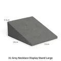 Grey microfiber necklace display stand in a wedge shape for jewelry organization - Grey Necklace Stand (Large)