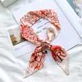 Elegant cream and red silk scarf with letter R print for hair and handbags - Sketch Spring Letter R