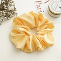 Elegant champagne satin scrunchie with high elasticity for a minimalist hairstyle - Large Dark Yellow