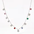 Collar de plata con circonitas de colores y delicados colgantes de conchas marinas - Plata / Circonita Multicolor (PCD760)