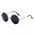 Vintage round sunglasses featuring black lenses and dark gray slim metal frames - Gunmetal Frame Grey Lens