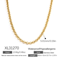 Minimalist 5mm golden stainless steel chain necklace with 40cm plus 5cm length - Gold Round Link Necklace (XL31270)