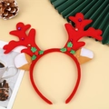 Serre-tête bois de cerf de Noël avec oreilles à carreaux rouges et petites cloches - Cornes de Renne avec Oreilles et Clochette Rouge