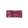 Dark red wide bohemian twisted headband with small yellow floral patterns for women - 29#