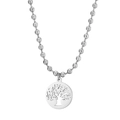 Collana albero della vita argento con design traforato e catena a sfere in acciaio inox - Collana Color Acciaio (KN234379-Z)