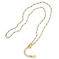 French vintage style stainless steel necklace with small grey beads in golden finish - Gold Chain Gray Beads (SL030)