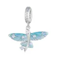 Flying fish pendant in 925 sterling silver with blue opal and enamel details - Sky Blue Flying Fish Pendant (BSC967)