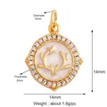 Golden micro-pave deer horn circular pendant with white enamel and star motif 14mm - Elk Antler Shape / Gold