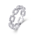 Elegante S925 zilveren kettingring voor dames met fonkelende witte zirkoonaccenten - US Maat 9 / Zilver (Moissanite 1.0mm)