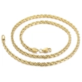 Collar de cadena de cuerda de acero inoxidable dorado pulido con un cierre de langosta - 4mm / 50cm / Dorado