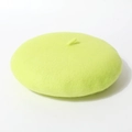 Volledig zicht op elegante limoengroene wollen baret met textuur en detail voor winter. - Eén maat / Fluorescerend Groen
