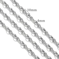 Silver stainless steel hip hop chain necklace showing 10mm length and 4mm width links - Z2226S Silver Paperclip 10mmx4mm