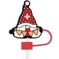 Christmas gnome straw topper with Joy banner and red polka dot hat for 10mm straws - Christmas Gnome - JOY
