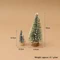 Miniature Christmas trees with wooden bases and snowy effect in 10cm and 4.4cm sizes - Pine Tree Set of 2