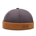 Berretto docker grigio scuro e kaki a contrasto con un'etichetta in pelle alla moda - Regolabile / Grigio