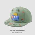 Grüne Kinder Dinosaurier Basecap mit 3D-Cartoon-Detail und flachem Schirm Design - Kinder 3-10 Jahre (50-54CM) / Dinosaurier Grün
