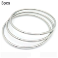 Set of 3 minimalist silver stainless steel bangles with smooth 2mm round polished bands - Steel Color 3-Piece Set / Width 2mm Inner Diameter 55mm