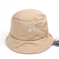 Cappello bucket ripiegabile in cotone beige con ricamo di montagna per escursioni - M (56-59cm) / Cachi