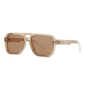 Lunettes de soleil pilote rétro monture champagne verres ambre foncé et barre en métal doré - Monture Thé Clair Verres Thé Clair