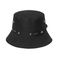 Breathable black outdoor sun bucket hat with side metal vents and Sport drawstring cord - 58cm / Black