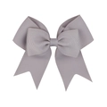 Detailed view of grey grosgrain ribbon texture on double-layered girls' hair bow - Gray (23)