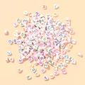 Glow-in-the-dark white heart-shaped beads with colorful letters for DIY jewelry - Colorful Letters Heart White Base