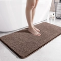 Plush brown absorbent chenille bathroom rug on tile floor near white bathtub - 50*80cm / Brown