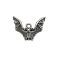 Silver metal bat charm for DIY jewelry making featuring detailed embossed texture - Small Bat (4081)