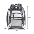 Tabla de tallas detallada con dimensiones de 36x28x12cm para la mochila de PVC - Pequeño / gris oscuro