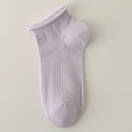 Lavender cotton mesh socks with stylish rolled cuff and vertical ribbed texture - One Size / Light Purple