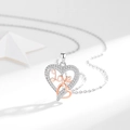 S925 silver heart necklace with Love engraving and rose gold accents for women - 925 Silver / Silver & Rose Gold Heart (Cross Chain)