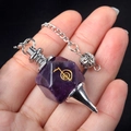 Amethyst Cho Ku Rei Pendel mit silberner Kette und facettiertem Energiestein-Anhänger - Amethyst