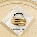 Golden wavy metal ponytail cuff with high elastic hair tie, size 3.6x6.5cm, 15g weight - 1066-15 Wavy Polished