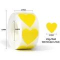 Self-adhesive yellow heart labels on a roll for packaging, 500 stickers per roll - 25mm 500 Pcs/Roll / Yellow
