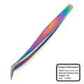 Rainbow stainless steel eyelash extension tweezer with a sharp hook tip for lash mapping - Rainbow Gold Feather Tweezers / 1.5mm Thick / 12.5cm