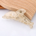 Pinza per capelli a delfino in acetato marmorizzato crema con molla in metallo - Marmo Beige