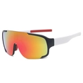 Sport cycling sunglasses with red gradient lens and black white frame for outdoor racing - Black Frame White Legs Purple Film