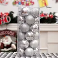 Silver Christmas ball ornaments set with matte, glossy, and glitter finishes in tube - Glossy/Matte/Glitter Mixed / 6cm / Silver