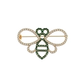 Golden bee brooch with green and white zircons in a delicate openwork design - Gold Green Zircon Bee (K1080)