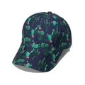 Dark blue baseball cap with cactus print and pink flowers for summer outdoor activities - Navy Blue Cactus Style (Q)