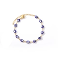 Minimalist evil eye bracelet in gold chain with blue and white enamel eye charms - Gold Chain Blue White Eyes