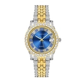 Reloj cuarzo lujo mujer con esfera azul, diamantes cristal y correa acero plata y oro - Bicolor Oro Azul