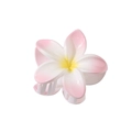 Pink and white gradient plumeria flower hair claw clip with a glossy finish - Light Pink - 8cm