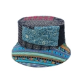 Detailansicht des böhmischen Patchwork-Sonnenhuts mit floralen und ethnischen Mustern - M (56-58cm) / Vintage Rotes Patchwork-Stil (B)