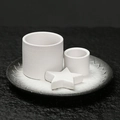 White unglazed ceramic aromatherapy set with tray and star accessory in Nordic style - Snow White