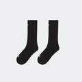 Black mid-calf ribbed knit sports socks with embroidered cross flower logo and FK toe detail - Ankle Socks / Black