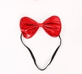 Red shiny sequin bow headband with black elastic strap for Halloween costume party wear - Red Metallic Bow Tie